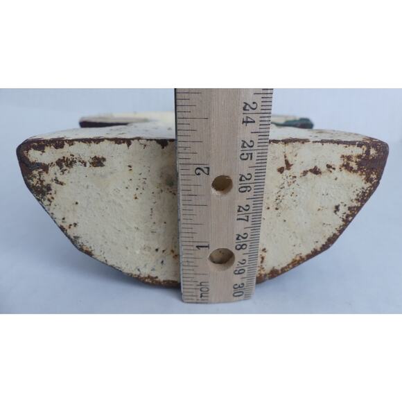 Vintage Cast Iron Flower Basket Doorstop Stamped Victorian Cottage Decor - Picture 7 of 9